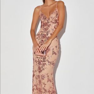Rose Gold Sequin Mermaid Maxi Dress
